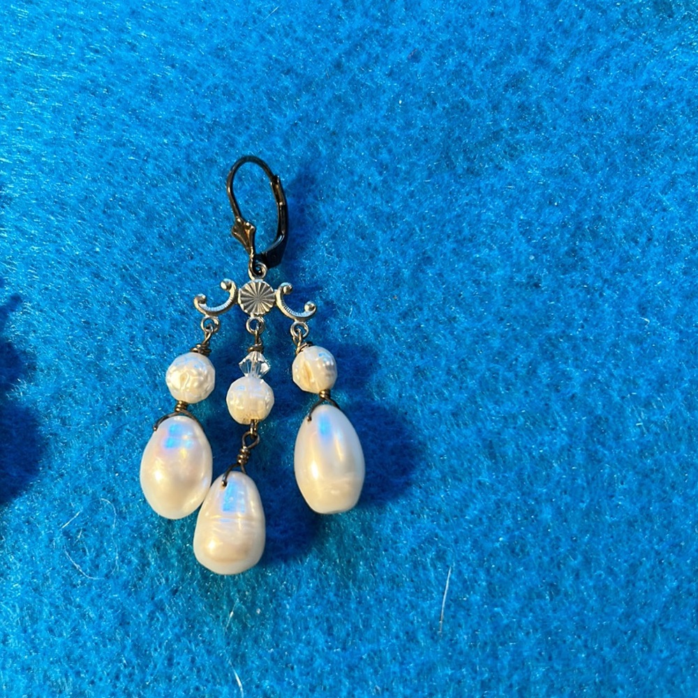 925 fresh water pearl chandelier earrings - Picture 2 of 7